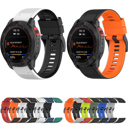 For Garmin Fenix 7 Two-color Silicone Watch Band(Red Black) - Watch Bands by buy2fix | Online Shopping UK | buy2fix
