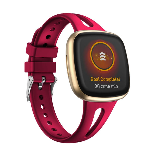 For Fitbit Versa 3 / 4 Water-drop Slim Silicone Watch Band, Size:L(Rose Red) - Watch Bands by buy2fix | Online Shopping UK | buy2fix