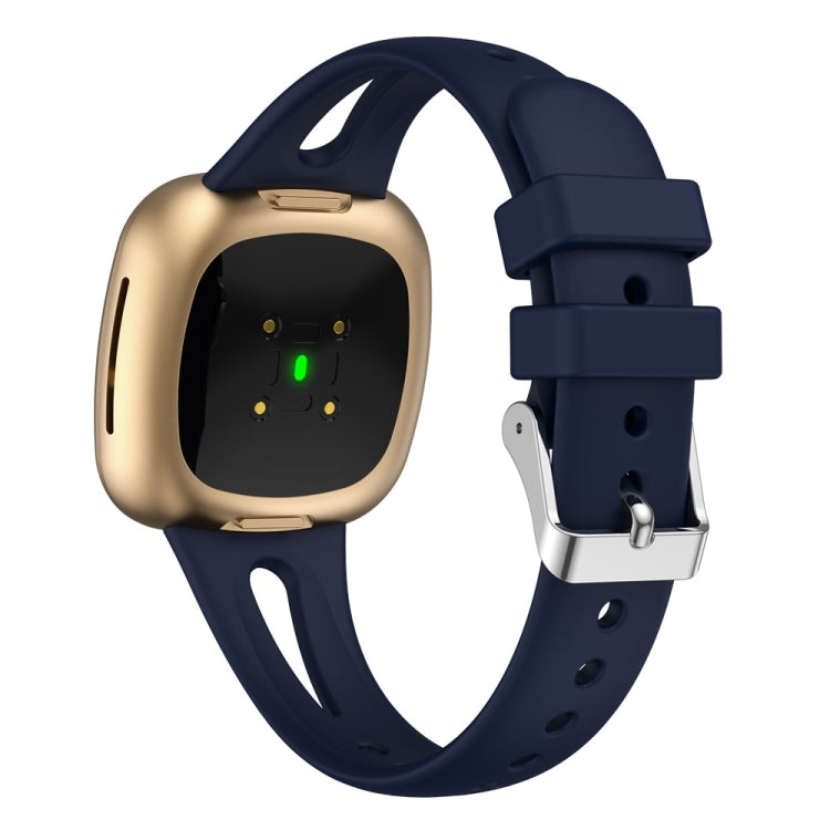 For Fitbit Versa 3 / 4 Water-drop Slim Silicone Watch Band, Size:L(Midnight) - Watch Bands by buy2fix | Online Shopping UK | buy2fix