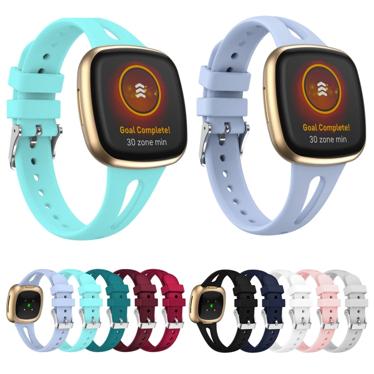 For Fitbit Versa 3 / 4 Water-drop Slim Silicone Watch Band, Size:L(Midnight) - Watch Bands by buy2fix | Online Shopping UK | buy2fix