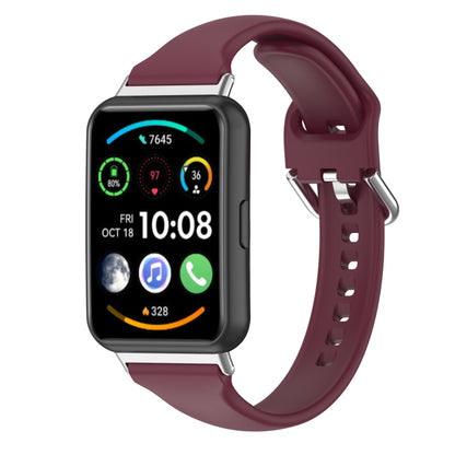 For Huawei Watch Fit 2 Small Waist Silicone Watch Band, Size:S(Wine Red) by buy2fix