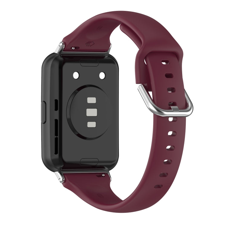 For Huawei Watch Fit 2 Small Waist Silicone Watch Band, Size:S(Wine Red) by buy2fix