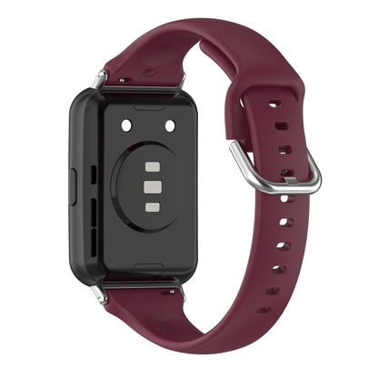 For Huawei Watch Fit 2 Small Waist Silicone Watch Band, Size:S(Wine Red) by buy2fix