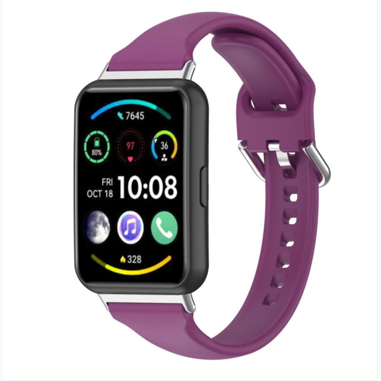 For Huawei Watch Fit 2 Small Waist Silicone Watch Band, Size:L(Dark Purple) by buy2fix