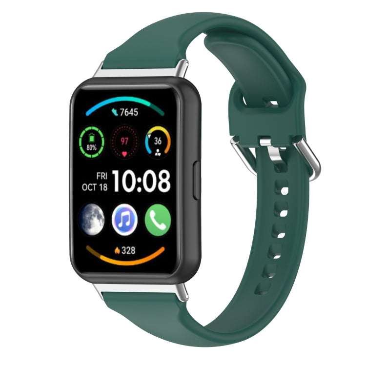 For Huawei Watch Fit 2 Small Waist Silicone Watch Band, Size:L(Green) by buy2fix