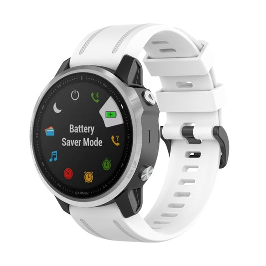 For Garmin Fenix 6S 20mm Quick Release Official Texture Wrist Strap Watchband with Plastic Button(White) - Watch Bands by buy2fix | Online Shopping UK | buy2fix