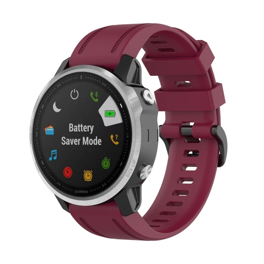 For Garmin Fenix 6S 20mm Quick Release Official Texture Wrist Strap Watchband with Plastic Button(Wine Red) - Watch Bands by buy2fix | Online Shopping UK | buy2fix