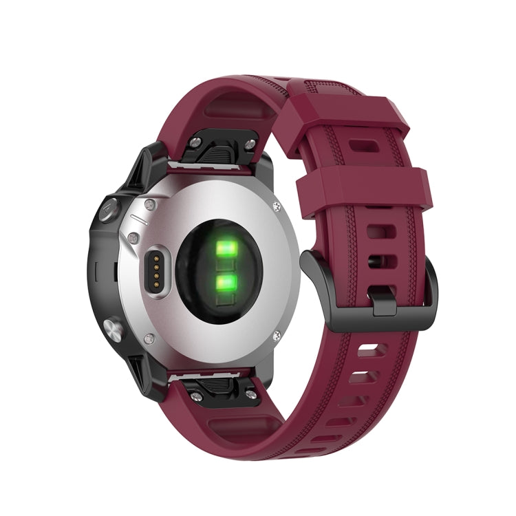 For Garmin Fenix 6S 20mm Quick Release Official Texture Wrist Strap Watchband with Plastic Button(Wine Red) - Watch Bands by buy2fix | Online Shopping UK | buy2fix