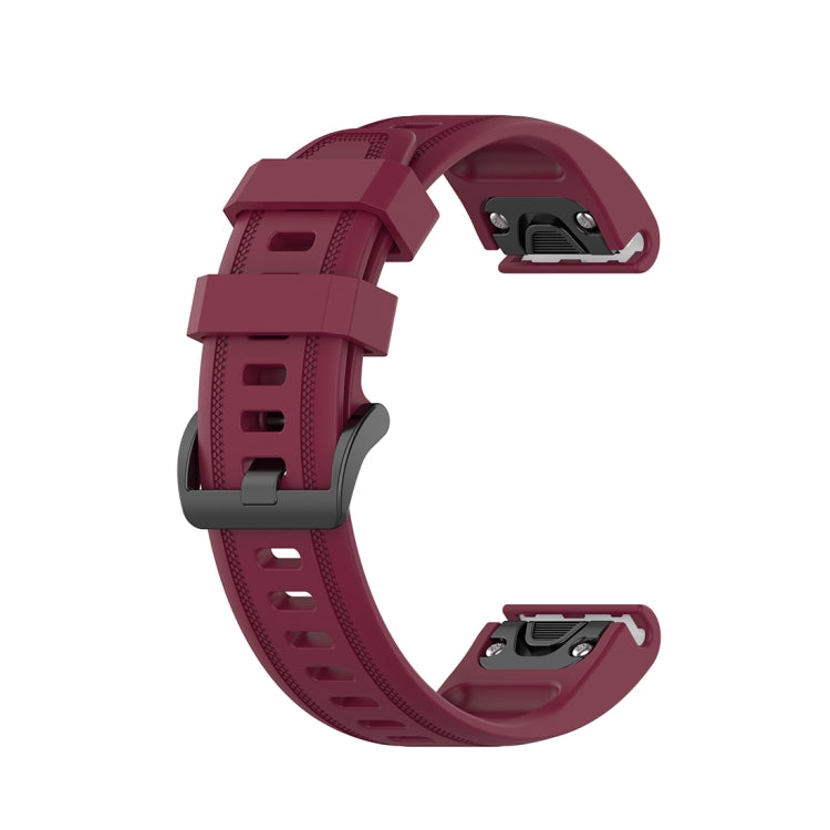 For Garmin Fenix 6S 20mm Quick Release Official Texture Wrist Strap Watchband with Plastic Button(Wine Red) - Watch Bands by buy2fix | Online Shopping UK | buy2fix