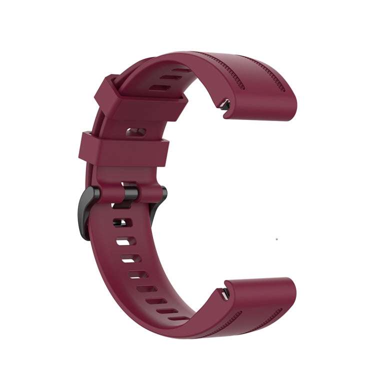 For Garmin Fenix 6S 20mm Quick Release Official Texture Wrist Strap Watchband with Plastic Button(Wine Red) - Watch Bands by buy2fix | Online Shopping UK | buy2fix