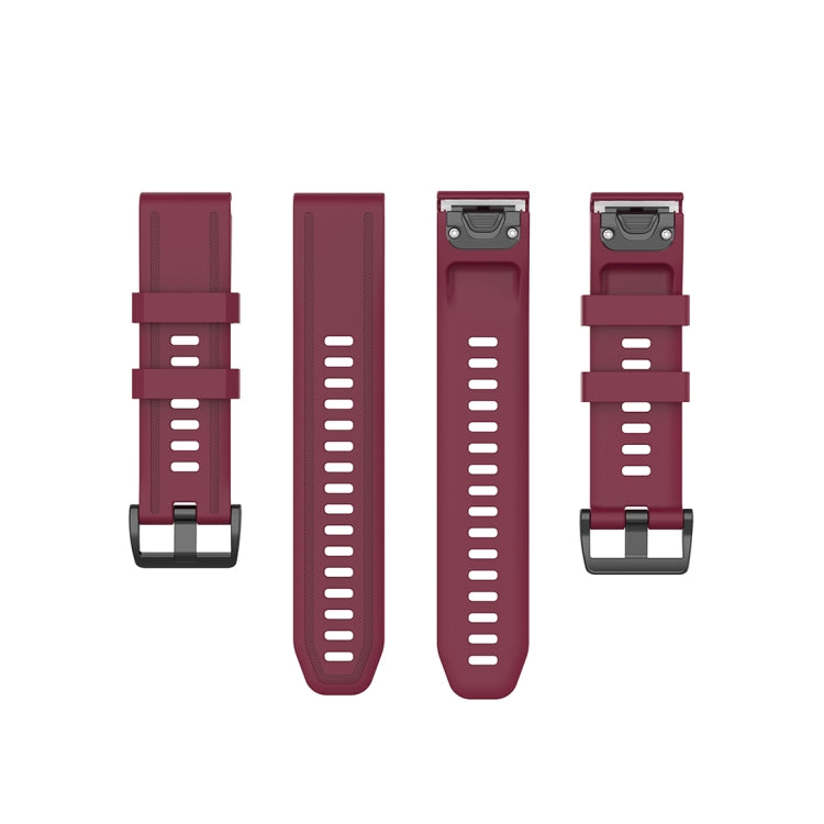 For Garmin Fenix 6S 20mm Quick Release Official Texture Wrist Strap Watchband with Plastic Button(Wine Red) - Watch Bands by buy2fix | Online Shopping UK | buy2fix