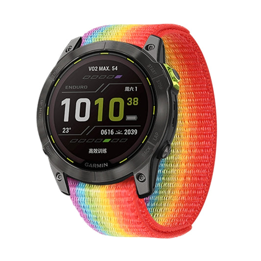 For Garmin Fenix 7 Hook And Loop Fastener Nylon Watch Band(Colorful) - Watch Bands by buy2fix | Online Shopping UK | buy2fix