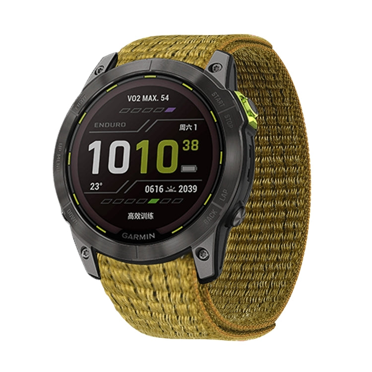 For Garmin Fenix 7 Hook And Loop Fastener Nylon Watch Band(Yellow Green) - Watch Bands by buy2fix | Online Shopping UK | buy2fix