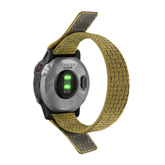 For Garmin Fenix 7 Hook And Loop Fastener Nylon Watch Band(Yellow Green) - Watch Bands by buy2fix | Online Shopping UK | buy2fix