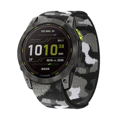 For Garmin Fenix 7 Hook And Loop Fastener Nylon Watch Band(Grey Camouflage) - Watch Bands by buy2fix | Online Shopping UK | buy2fix