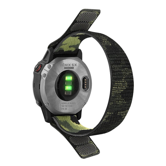 For Garmin Fenix 7 Hook And Loop Fastener Nylon Watch Band(Camouflage Green) - Watch Bands by buy2fix | Online Shopping UK | buy2fix