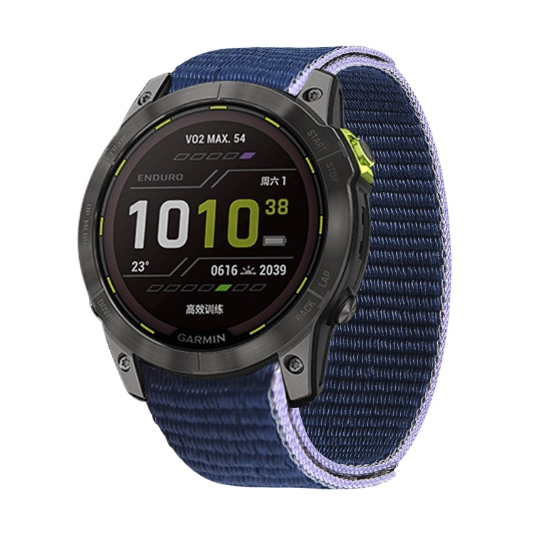 For Garmin Fenix 7 Hook And Loop Fastener Nylon Watch Band(Midnight Blue) - Watch Bands by buy2fix | Online Shopping UK | buy2fix