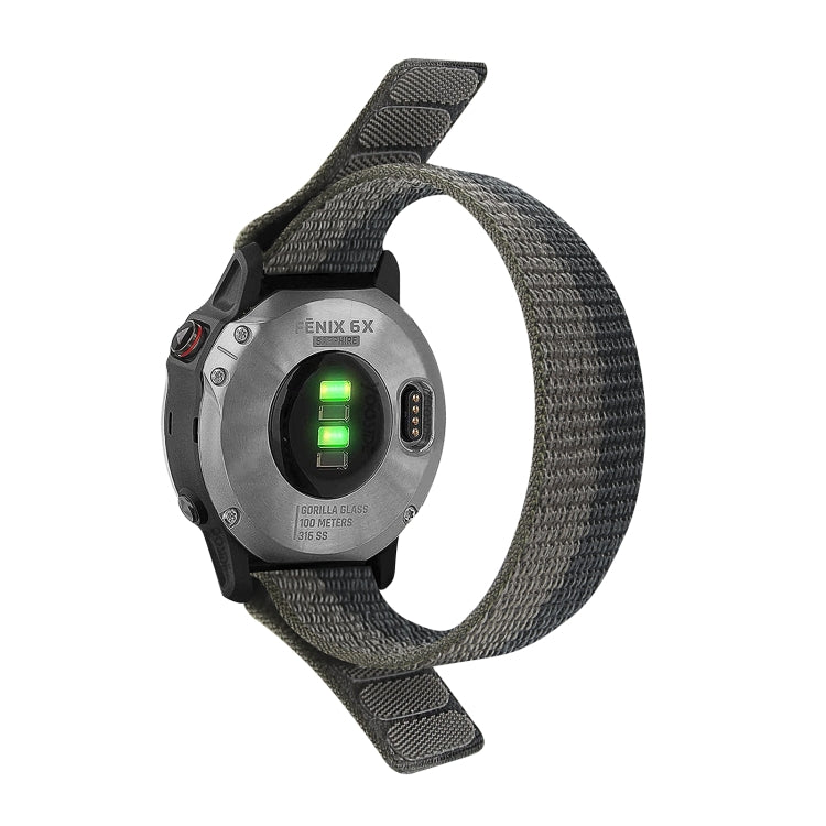 For Garmin Fenix 7X Hook And Loop Fastener Nylon Watch Band(Black Grey) - Watch Bands by buy2fix | Online Shopping UK | buy2fix