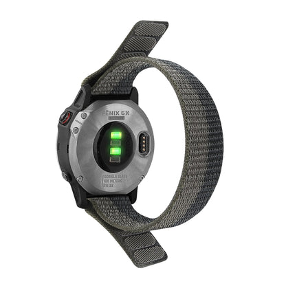For Garmin Fenix 7X Hook And Loop Fastener Nylon Watch Band(Black Grey) - Watch Bands by buy2fix | Online Shopping UK | buy2fix