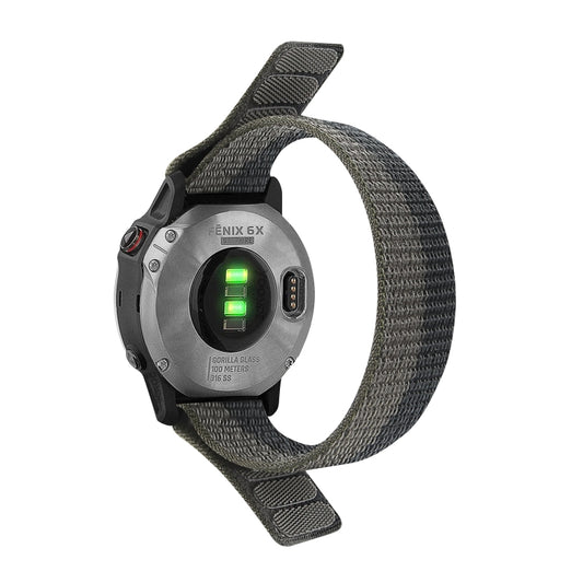 For Garmin Fenix 7X Hook And Loop Fastener Nylon Watch Band(Black Grey) - Watch Bands by buy2fix | Online Shopping UK | buy2fix