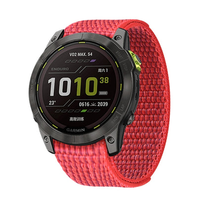 For Garmin Fenix 7X Hook And Loop Fastener Nylon Watch Band(Red) - Watch Bands by buy2fix | Online Shopping UK | buy2fix