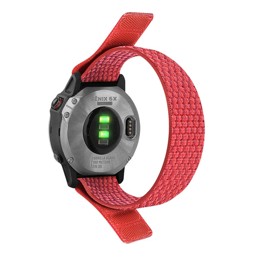 For Garmin Fenix 7X Hook And Loop Fastener Nylon Watch Band(Red) - Watch Bands by buy2fix | Online Shopping UK | buy2fix