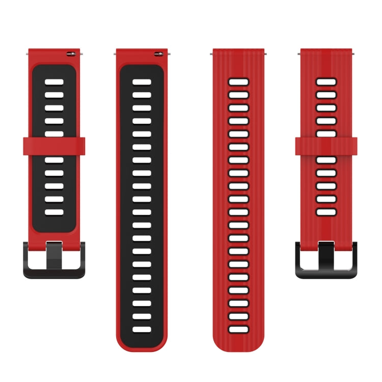 For Amazfit GTR 4 / GTS 4 / GTR 3 22mm Stripe Two-color Silicone Stainless Steel Buckle Watch Band(Red Black) - Watch Bands by buy2fix | Online Shopping UK | buy2fix