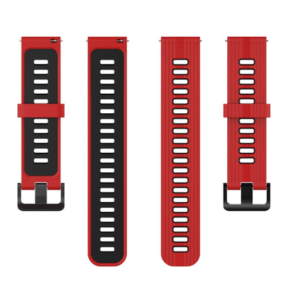 For Amazfit GTR 4 / GTS 4 / GTR 3 22mm Stripe Two-color Silicone Stainless Steel Buckle Watch Band(Red Black) - Watch Bands by buy2fix | Online Shopping UK | buy2fix