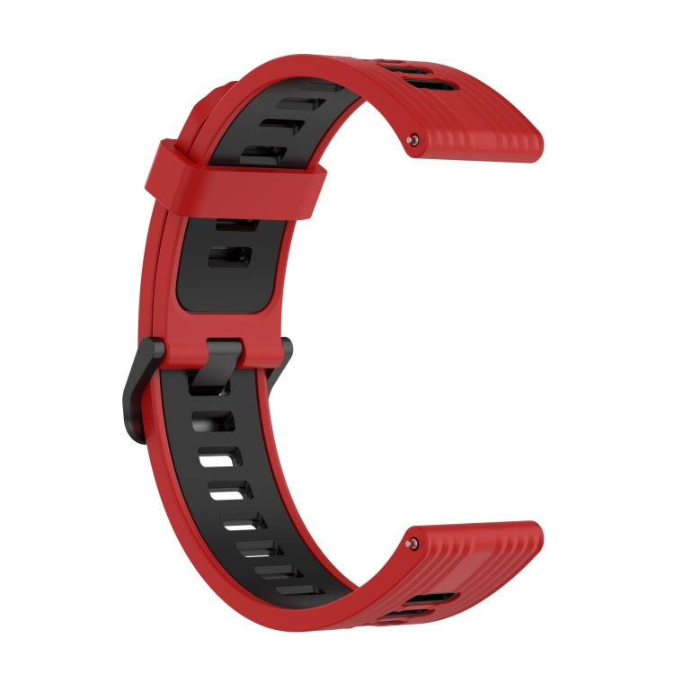 For Amazfit GTR 4 / GTS 4 / GTR 3 22mm Stripe Two-color Silicone Stainless Steel Buckle Watch Band(Red Black) - Watch Bands by buy2fix | Online Shopping UK | buy2fix