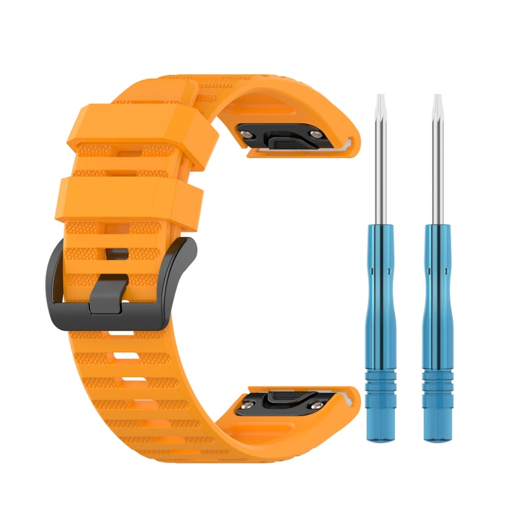 For Garmin Fenix 6X 26mm Quick Release Official Texture Wrist Strap Watchband with Plastic Button(Amber Yellow) - Watch Bands by buy2fix | Online Shopping UK | buy2fix