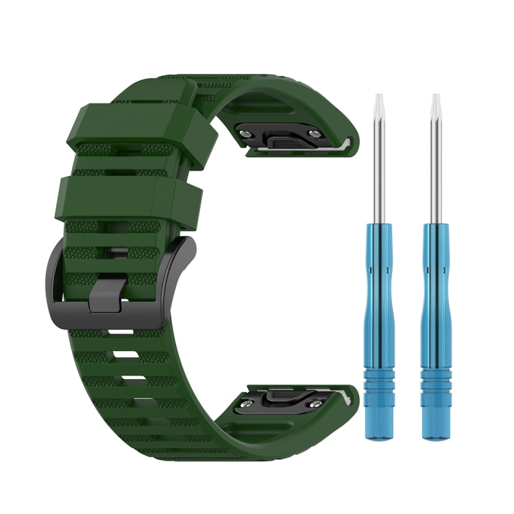For Garmin Fenix 6X 26mm Quick Release Official Texture Wrist Strap Watchband with Plastic Button(Army Green) - Watch Bands by buy2fix | Online Shopping UK | buy2fix