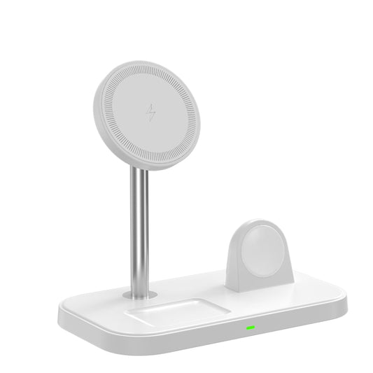 WA22 3 in 1 Magnetic Wireless Charger Phone Holder for iPhone 12 / 13 / 14 / 15 Series Phones & AirPods(White) - Wireless Charger by buy2fix | Online Shopping UK | buy2fix