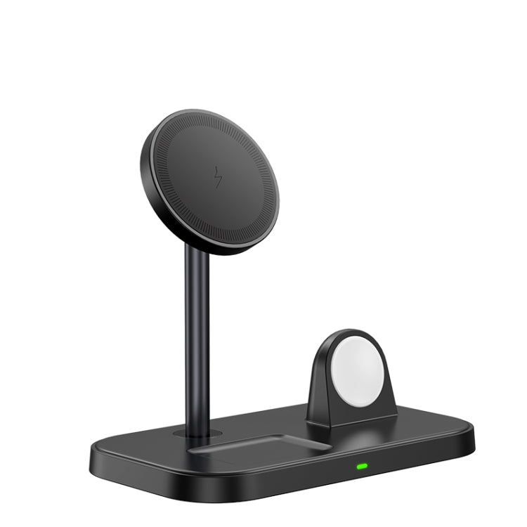 WA22 3 in 1 Magnetic Wireless Charger Phone Holder for iPhone 12 / 13 / 14 / 15 Series Phones & AirPods(Black) - Wireless Charger by buy2fix | Online Shopping UK | buy2fix