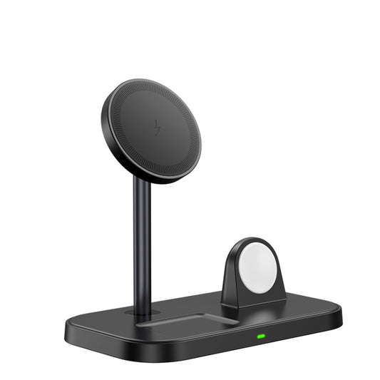 WA22 3 in 1 Magnetic Wireless Charger Phone Holder for iPhone 12 / 13 / 14 / 15 Series Phones & AirPods(Black) - Wireless Charger by buy2fix | Online Shopping UK | buy2fix