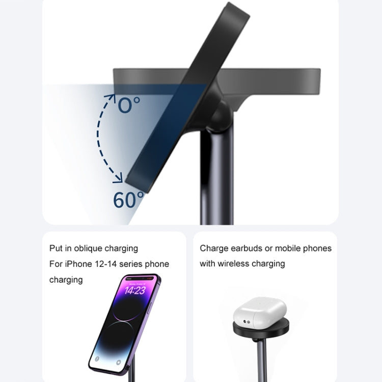 WA22 3 in 1 Magnetic Wireless Charger Phone Holder for iPhone 12 / 13 / 14 / 15 Series Phones & AirPods(White) - Wireless Charger by buy2fix | Online Shopping UK | buy2fix