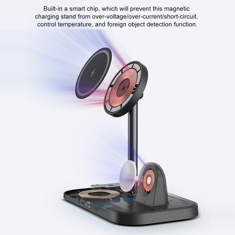 WA22 3 in 1 Magnetic Wireless Charger Phone Holder for iPhone 12 / 13 / 14 / 15 Series Phones & AirPods(Black) - Wireless Charger by buy2fix | Online Shopping UK | buy2fix