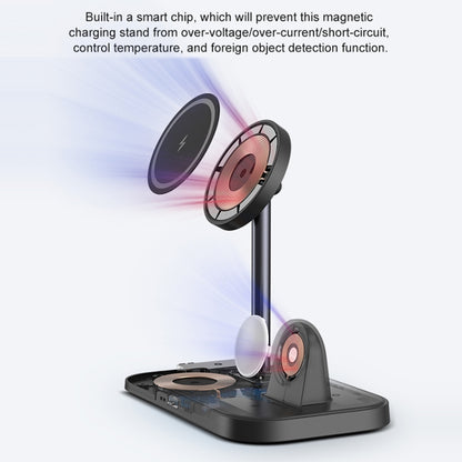 WA22 3 in 1 Magnetic Wireless Charger Phone Holder for iPhone 12 / 13 / 14 / 15 Series Phones & AirPods(Black) - Wireless Charger by buy2fix | Online Shopping UK | buy2fix