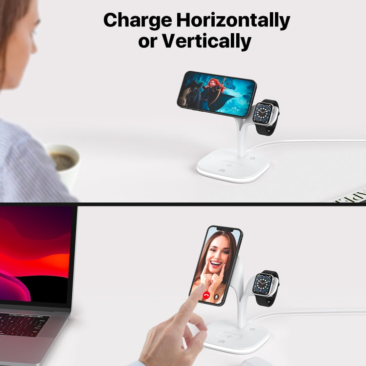 YM-UD22 15W 5 in 1 Magnetic Wireless Charger with Stand Function(White) - Wireless Charger by buy2fix | Online Shopping UK | buy2fix