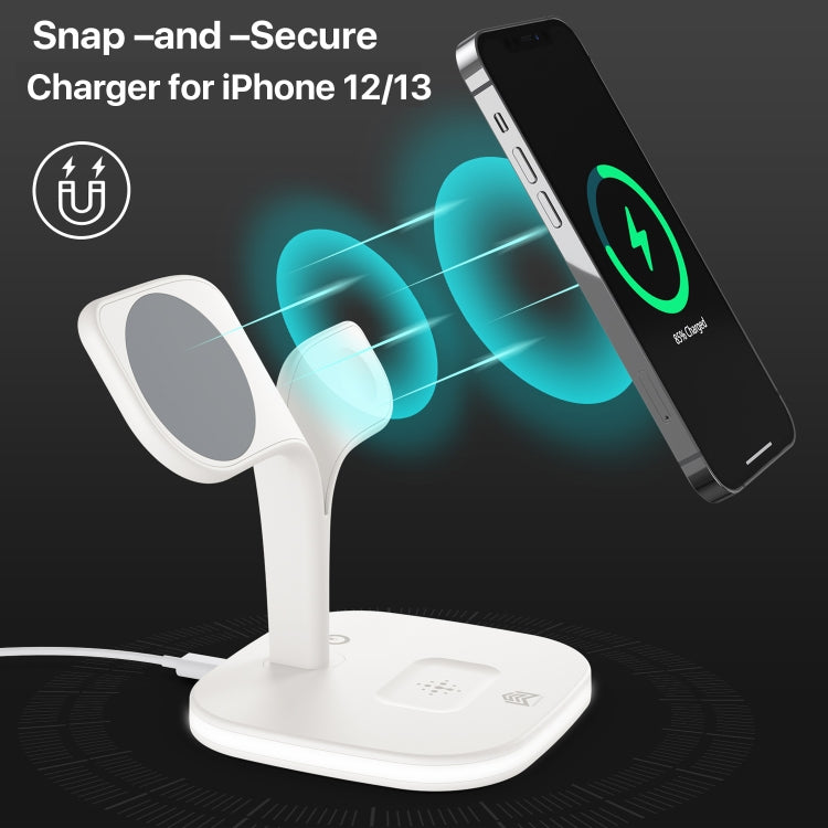 YM-UD22 15W 5 in 1 Magnetic Wireless Charger with Stand Function(White) - Wireless Charger by buy2fix | Online Shopping UK | buy2fix