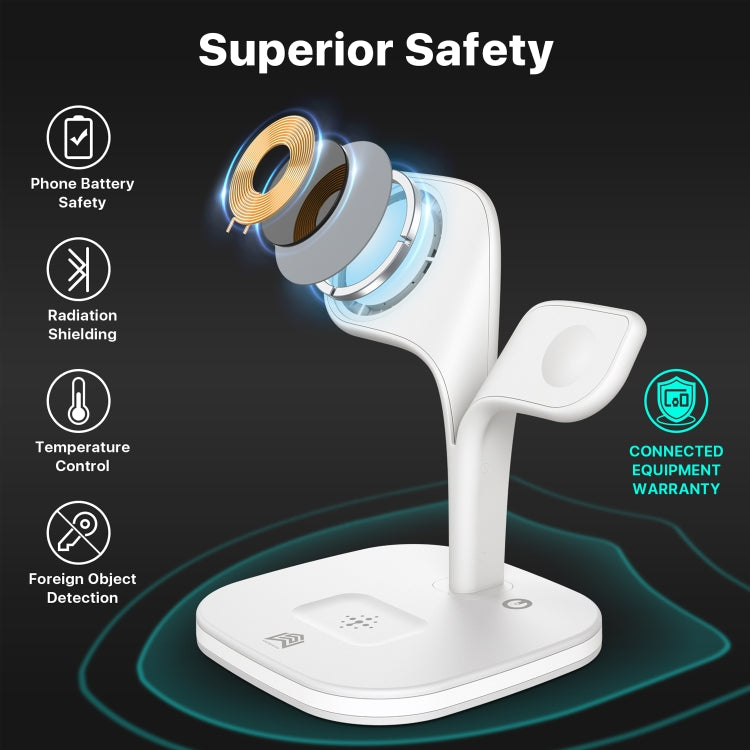 YM-UD22 15W 5 in 1 Magnetic Wireless Charger with Stand Function(White) - Wireless Charger by buy2fix | Online Shopping UK | buy2fix