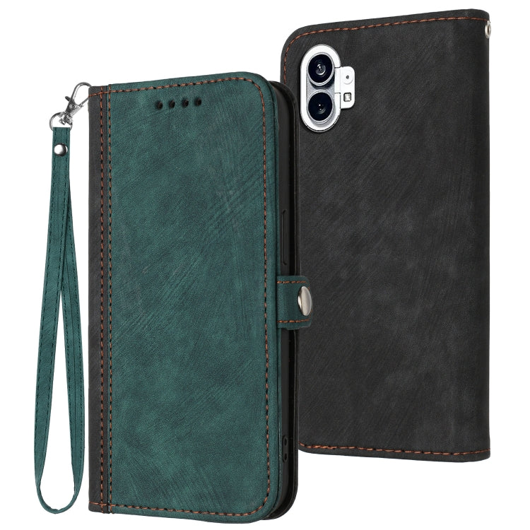 For Nothing Phone 1 Side Buckle Double Fold Hand Strap Leather Phone Case(Dark Green) - Nothing Cases by buy2fix | Online Shopping UK | buy2fix