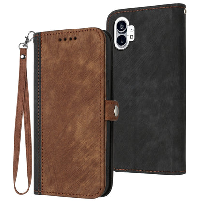 For Nothing Phone 1 Side Buckle Double Fold Hand Strap Leather Phone Case(Brown) - Nothing Cases by buy2fix | Online Shopping UK | buy2fix