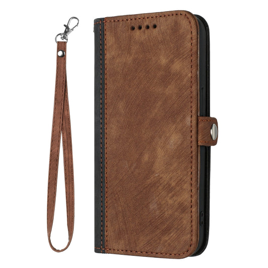 For Samsung Galaxy A22 5G Side Buckle Double Fold Hand Strap Leather Phone Case(Brown) by buy2fix