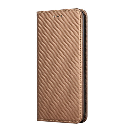 For vivo Y22s Carbon Fiber Texture Magnetic Flip Leather Phone Case(Brown) - vivo Cases by buy2fix | Online Shopping UK | buy2fix