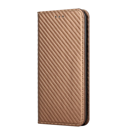 For vivo Y22s Carbon Fiber Texture Magnetic Flip Leather Phone Case(Brown) - vivo Cases by buy2fix | Online Shopping UK | buy2fix