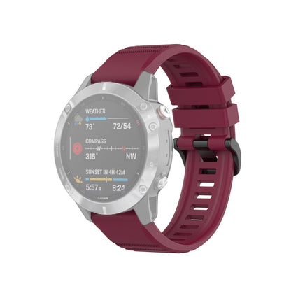 For Garmin Fenix 6 22mm Quick Release Official Texture Wrist Strap Watchband with Plastic Button(Wine Red) - Watch Bands by buy2fix | Online Shopping UK | buy2fix