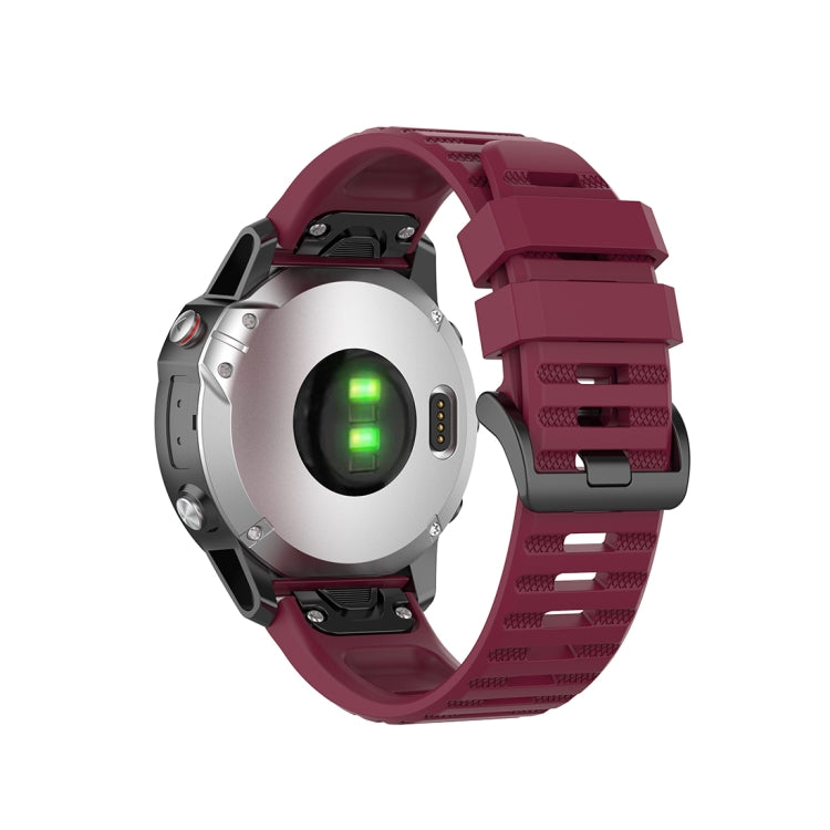 For Garmin Fenix 6 22mm Quick Release Official Texture Wrist Strap Watchband with Plastic Button(Wine Red) - Watch Bands by buy2fix | Online Shopping UK | buy2fix