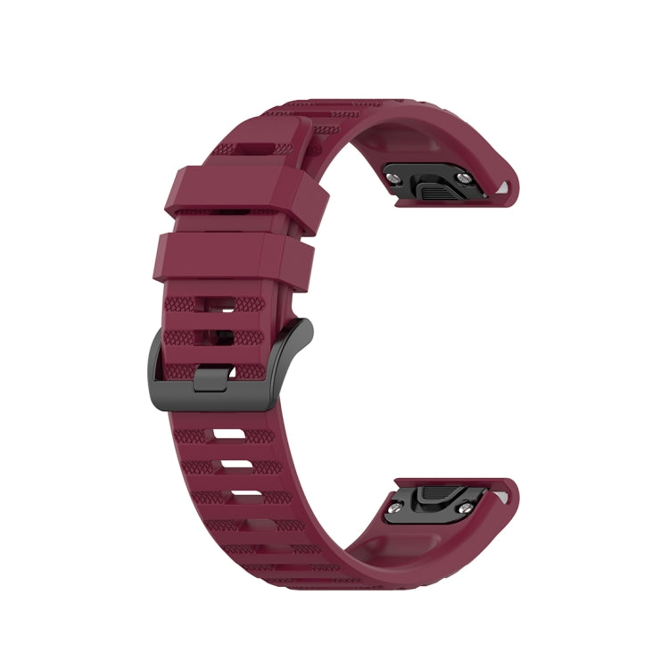 For Garmin Fenix 6 22mm Quick Release Official Texture Wrist Strap Watchband with Plastic Button(Wine Red) - Watch Bands by buy2fix | Online Shopping UK | buy2fix