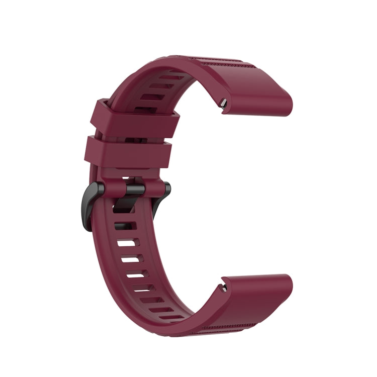 For Garmin Fenix 6 22mm Quick Release Official Texture Wrist Strap Watchband with Plastic Button(Wine Red) - Watch Bands by buy2fix | Online Shopping UK | buy2fix