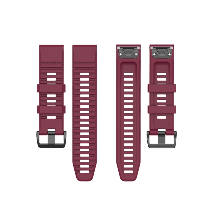For Garmin Fenix 6 22mm Quick Release Official Texture Wrist Strap Watchband with Plastic Button(Wine Red) - Watch Bands by buy2fix | Online Shopping UK | buy2fix